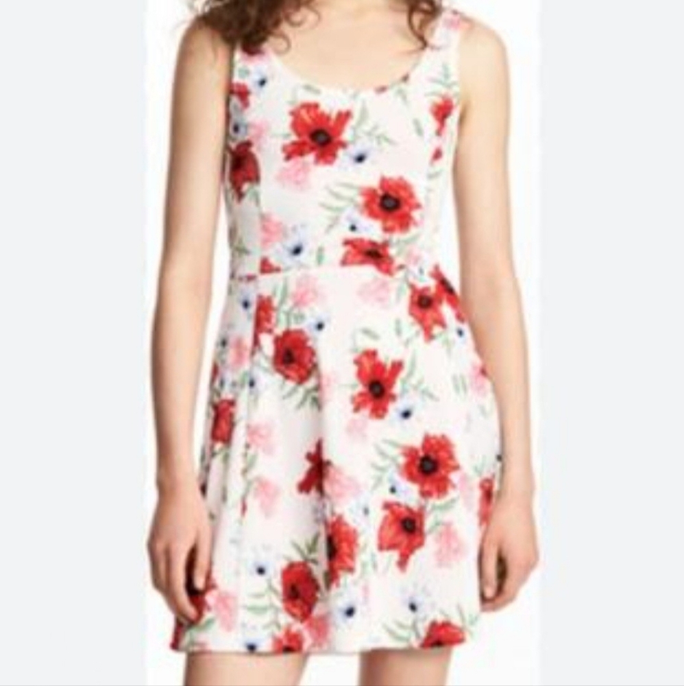 H&M DIVIDED white floral Mini Summer dress - Size 4